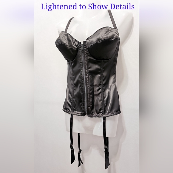 BN (36d) Frederick's of Hollywood seXXXy satin lace up back corset w/push up cup - Picture 7 of 15